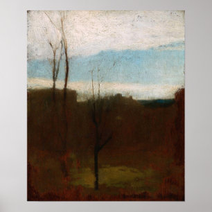 Póster La Farge - Paisaje con árboles desnudos y costa