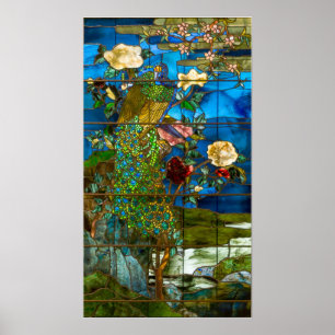 Póster La Farge - Peacocks Y Peonies
