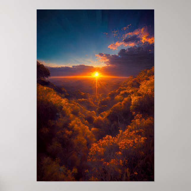 Póster La fascinante puesta de sol africana en un esplend (Frente)