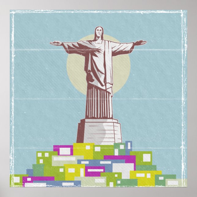 Póster La Favela del Afiche de Viaje Cristo Redentor (Frente)