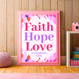Póster La fe esperanza y amor Boho Christian Teen Chica A