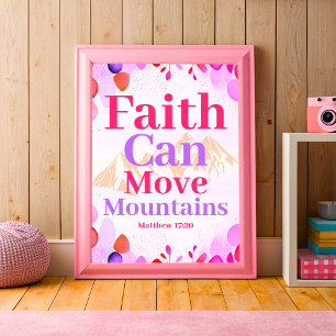 Póster La fe mueve montañas Chica adolescente cristiana b
