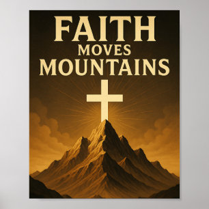 Póster La Fe Mueve Montañas Cristiano