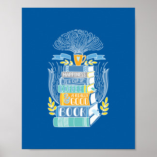 Póster La felicidad es café y libros