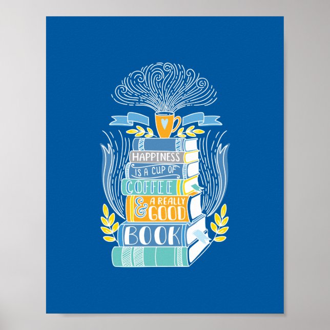 Póster La felicidad es café y libros (Frente)