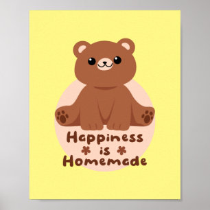 Póster La felicidad es el lindo oso bebé Kawaii hecho en