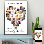 Póster La felicidad es la familia como este Collage de fo<br><div class="desc">Crea tu propio poster personalizado con 29 de tus fotos favoritas y tu(s) apellido(s). La plantilla de fotos está configurada para crear un collage de fotos en forma de corazón de amor, mostrando tus fotos en una mezcla de formatos de retrato, paisaje e imágenes cuadradas. Carga tus fotos trabajando en...</div>