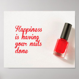 Póster La felicidad es tener las uñas terminadas, salón d