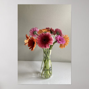Póster La feliz flor de color Gerbera + nombre personaliz