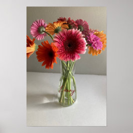 Póster La feliz flor de color Gerbera + nombre personaliz