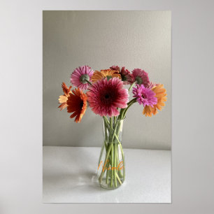 Póster La feliz flor de color Gerbera + nombre personaliz