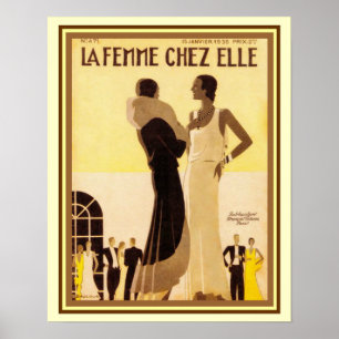Póster La Femme Chez Elle Funda Deco Francesa 16x20