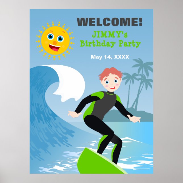 Póster La fiesta de cumpleaños del niño de Surf (Frente)