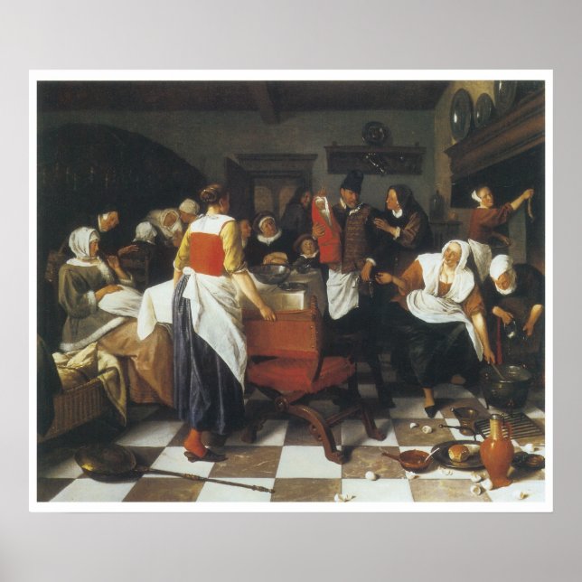 Póster La fiesta de la Navidad, 1664 Jan Steen (Frente)