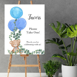 Póster La fiesta favorece a Oh Boy Bear Balloon Eucalyptu