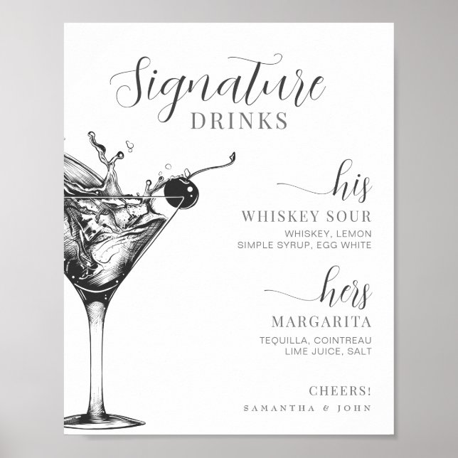 Póster La firma bebe su cóctel bar Bride Groom (Frente)