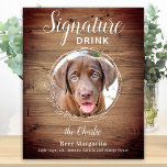 Póster La firma del perro bebe Mascota foto Boda ruso<br><div class="desc">Firma Bebidas de tus mascotas! Incluya su mejor perro, mejor gato y cualquier mascota en su boda con su propio bar de bebidas. Perfecto para los amantes del perro, y un bar especial para perros será un éxito para su boda. Blanco sencillo pero elegante con hojas de eucalipto negro sobre...</div>