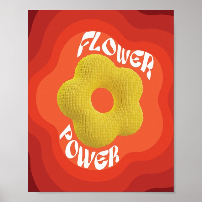 Póster La flor amarilla está diseñada con un punto único (Frente)