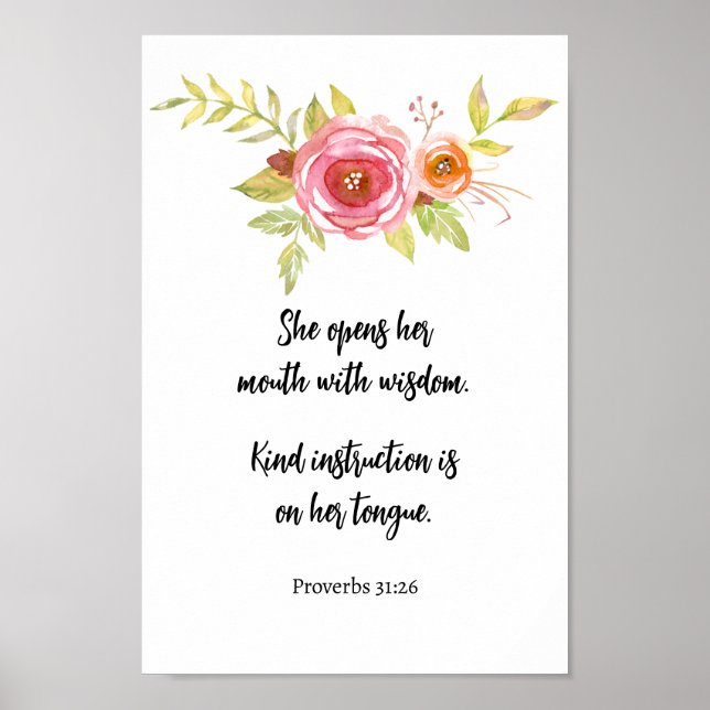 Póster La floral acuarela del día de la madre proverbios  (Frente)