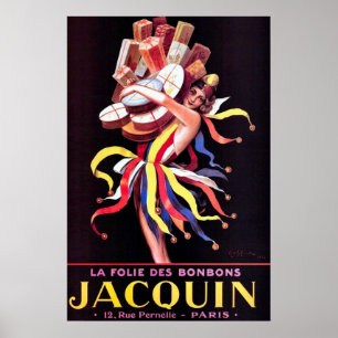 Póster La Folie Des Bonbons Jacquin Anuncio de Vintage