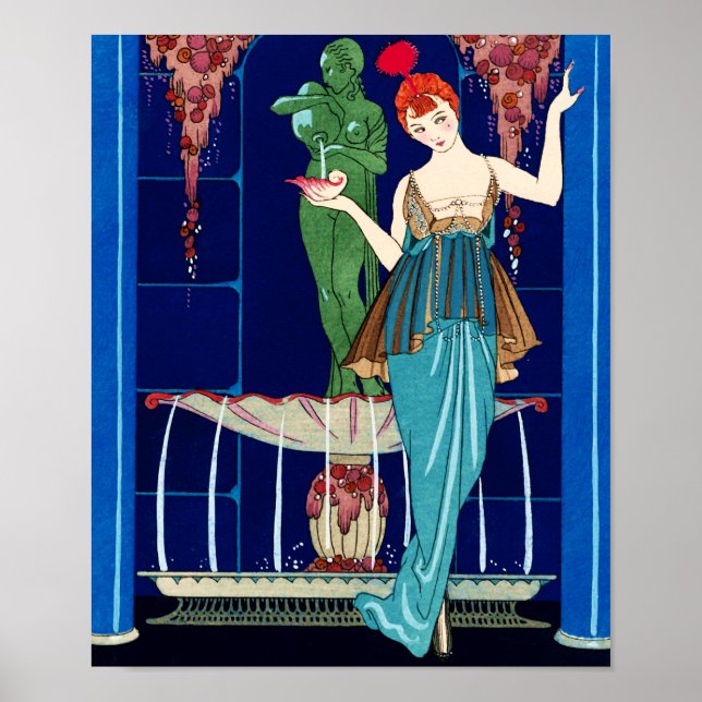 Póster La Fontaine de Coquillages, George Barbier (Frente)