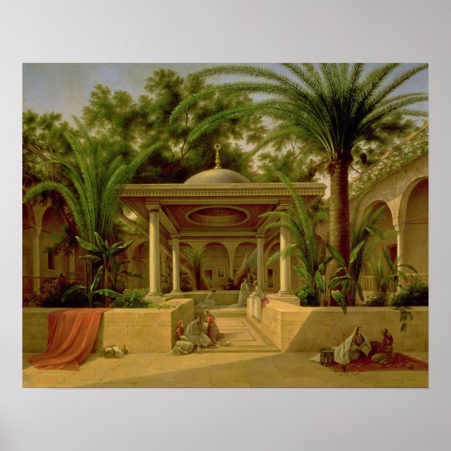 Póster La fuente de Khabanija, El Cairo, 1845 (Frente)