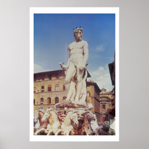 Póster La fuente de Neptuno, detalle de la figura de N