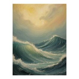 Póster La furia del océano al amanecer