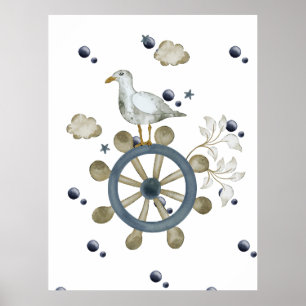 Póster La Gaviota Golpeando Un Paseo