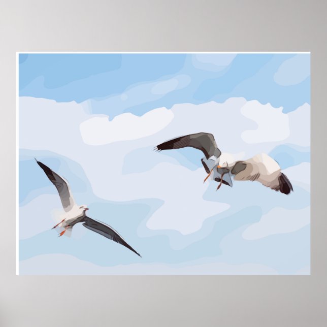 Póster La gaviota vuela en el cielo (Frente)