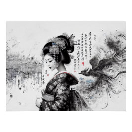 Póster La geisha en encre noire