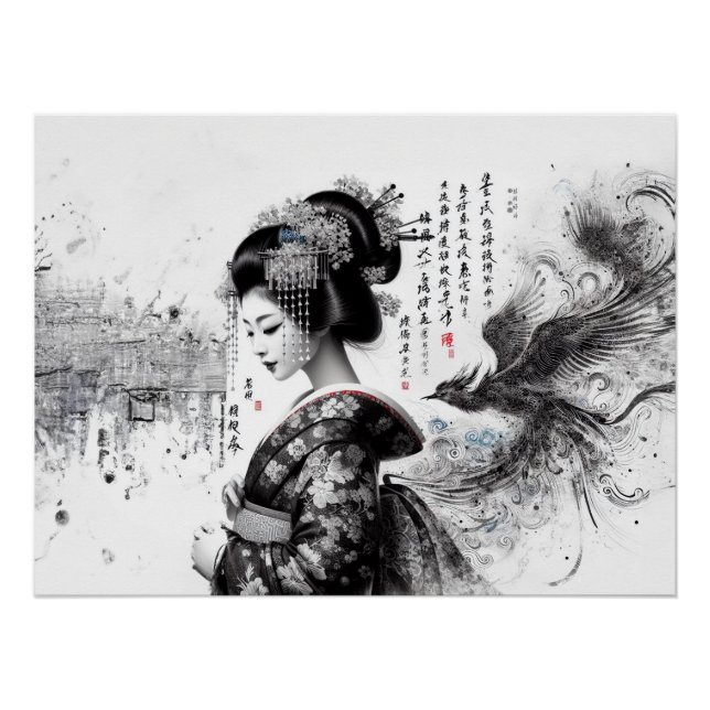 Póster La geisha en encre noire (Anverso)