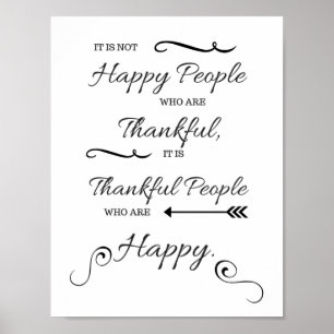 Póster La gente agradecida es feliz