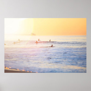 Póster La gente navegando en la playa