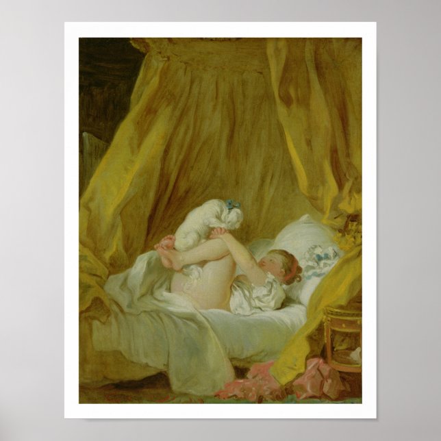 Póster 'La Gimblette', Girl with a Dog, c.1770 (oil on ca (Frente)