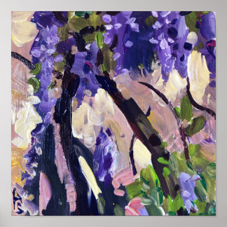 Póster La glicinia floreciente de la pintura contemporáne