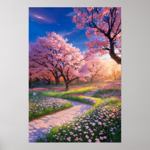 Póster La gloria del atardecer en un parque