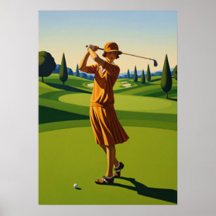 Póster LA GOLFEUSE (El Golfer) - Original Art Deco Artwo