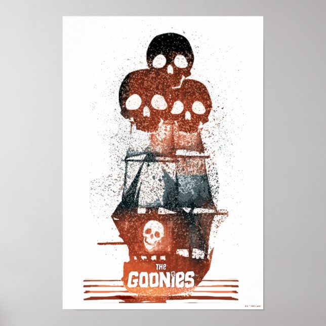 Póster La gráfica de silueta del barco pirata Goonies (Frente)