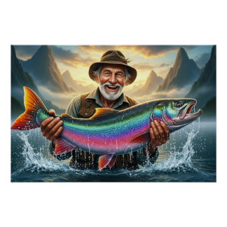 Póster La gran captura de pescado del pescador Pesca
