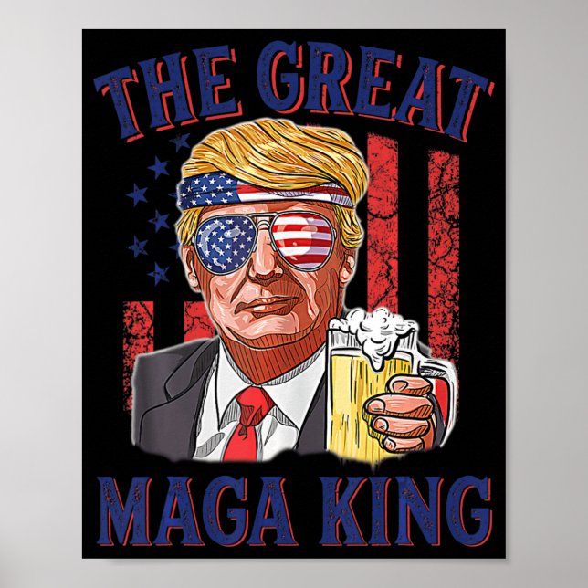 Póster La gran diversión del rey de Maga Trump la cerveza (Frente)
