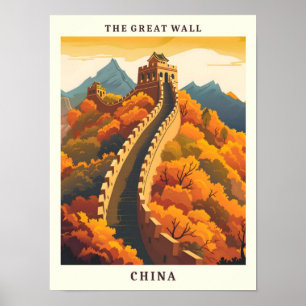Póster La Gran Muralla China Elegante Viaje Art Vintage