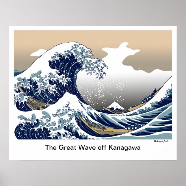 Póster "La gran ola de Kanagawa", por Hokusai (Frente)