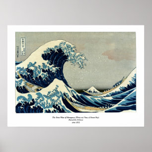 Póster La gran ola de Katsushika Hokusai en Kanagawa