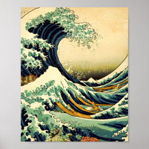 Póster La gran ola en el estilo artístico vintage de Kana