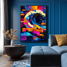 Póster La Gran Ola reinterpretada en abstracción