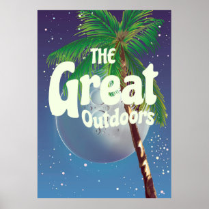 Póster La gran palma y la luna al aire libre
