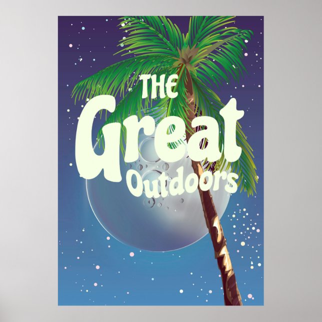 Póster La gran palma y la luna al aire libre (Frente)