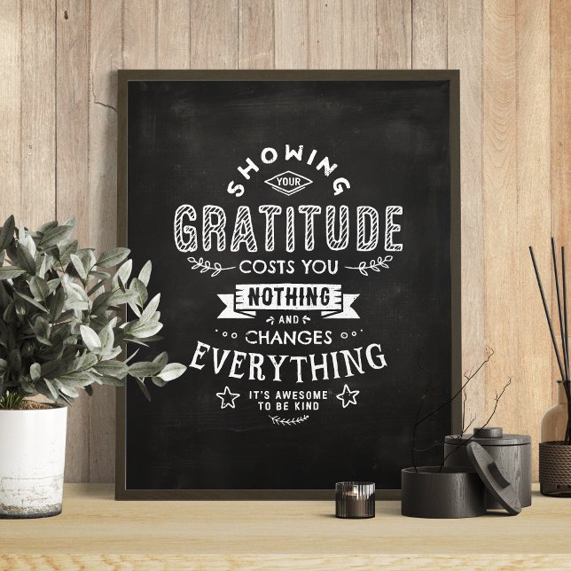 Póster La Gratitud Cambia Todo Lo Inspirador (Gratitude Changes Everything Inspirational Quote Poster)