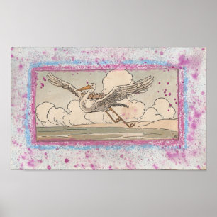 Póster La grúa ayuda a los gorriones